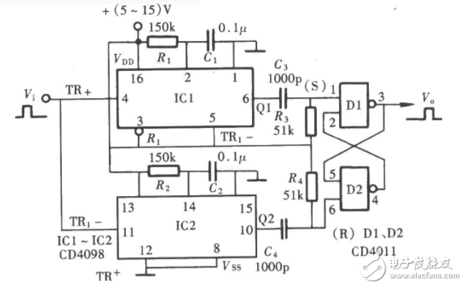 cd4098中文资料汇总（cd4098引脚图及功能_工作原理及应用电路）