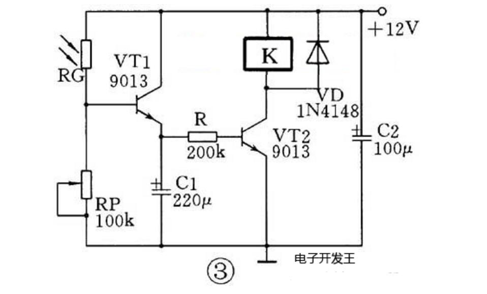 三极管组成的光控开关电路原理图_四款光控开关电路图