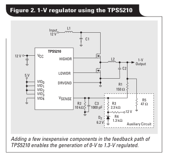 使用TI TPS5210擴展輸出電壓調(diào)整（0 V至3.5 V）