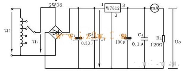 7812稳压块能对多大范围内的电压稳压?7812参数特性及稳压电源电路