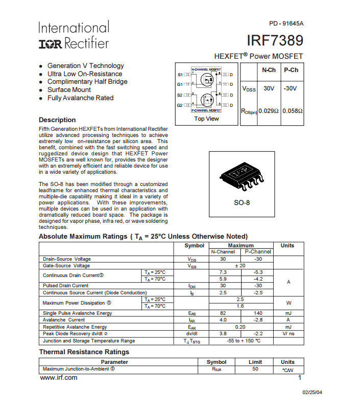 IRF7389技术参数资料