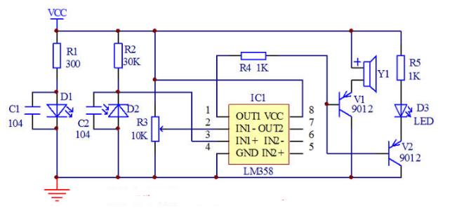 带有原理图和实物图的红外二极管感应报警电路设计与制作