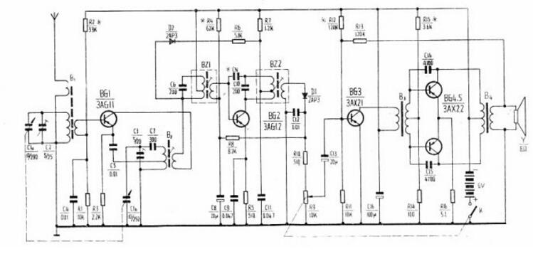 半导体收音机实物电路图大全