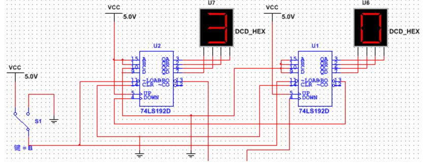 74ls192计数器应用电路图五:两位十进制计数器