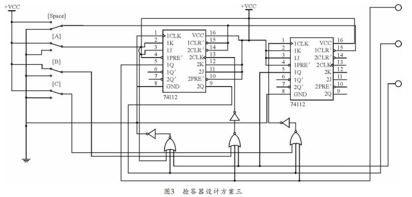 给出了用jk触发器来设计抢答器的设计方法及仿真,同时给出了用74ls112