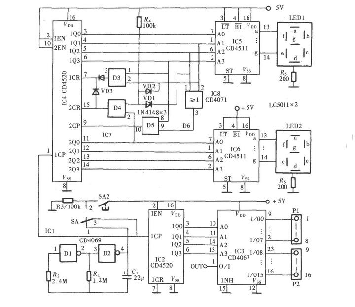 cd4067應(yīng)用電路圖大全（計(jì)數(shù)器/自動(dòng)巡檢/流水燈數(shù)控/采集分站）