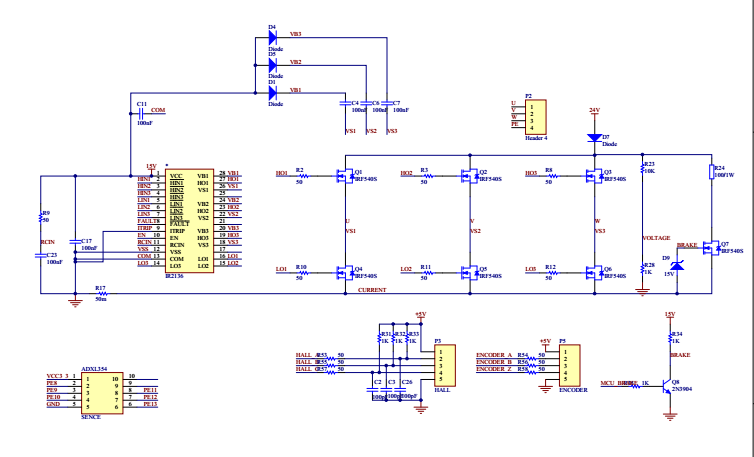 STM32无刷电机开发板电路图详细介绍和无刷霍尔pid例程详细概述