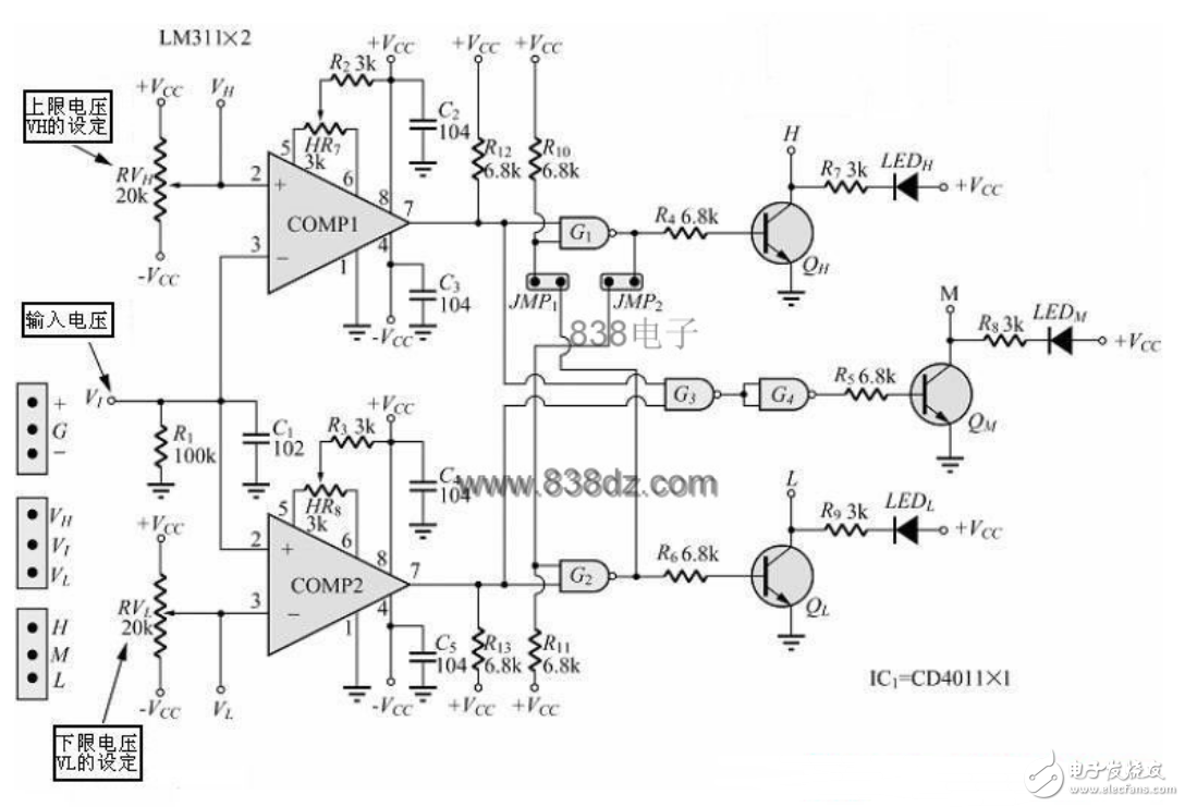 上下限电压比较器电路图讲解及几款电压比较器电路图分析