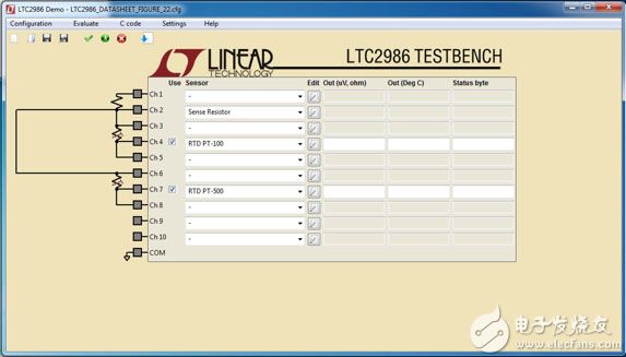 Linear Technology 的 LTC2986 演示軟件圖片