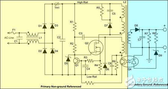 Typical flyback topology SMPS 典型的反激式拓扑结构 SMPS 图