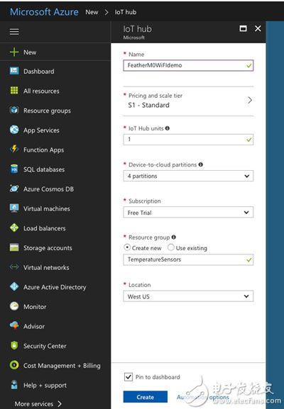 Setting up the IoT Hub function in Microsoft Azure 在 Microsoft Azure 中设置物联网中心功能的图片