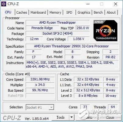 AMD二代线程撕裂者Ryzen ThreadRipper 2990X曝光，2核心64线程，最高加速4.0GHz