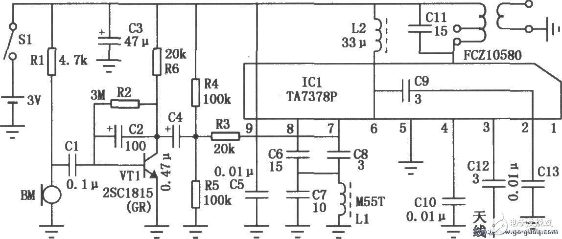 TA7378P組成的調頻無線話筒電路設計