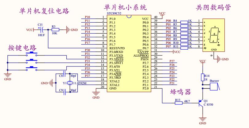 指纹识别及数码管显示电路