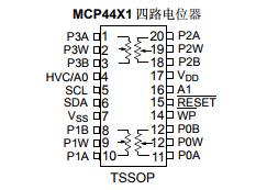 基于MCP444X/446X带有7/8 位四路 I 2C™ 数字电位器