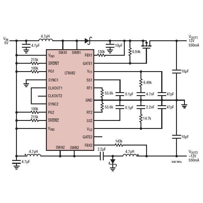 雙獨(dú)立通道PWM DC/DC轉(zhuǎn)換器LT8582 