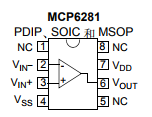 基于MCP6281/1R/2/3/4/5下的450 µA， 5 MHz 轨到轨输入 / 输出运放