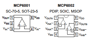 基于MCP6001/2/4下的1 MHz 低功率运算放大器
