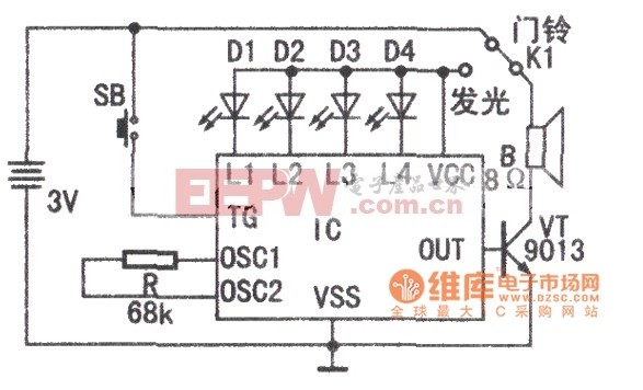 7首旋律+歡迎光臨、歡迎惠顧”語音，集成電路原理圖