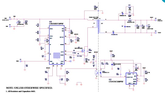 正激式转换器控制器LT8310和可调并联电压调节器LT1431