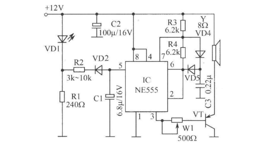 ne555救护车警笛电路