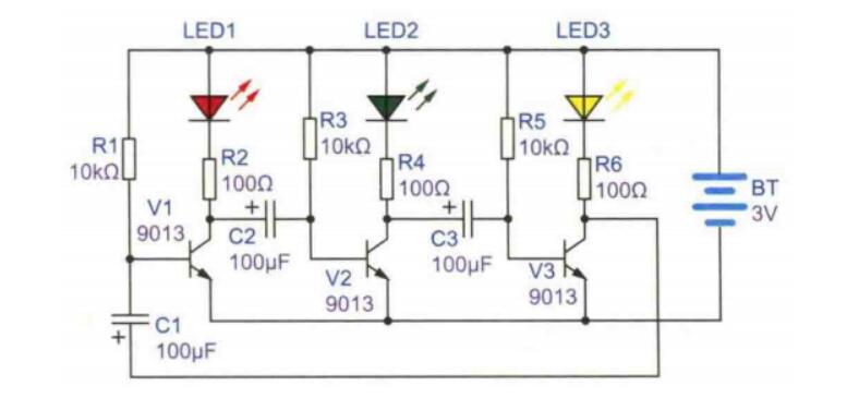 几个led循环灯电路图(视频组装及演示 电路原理图分析)