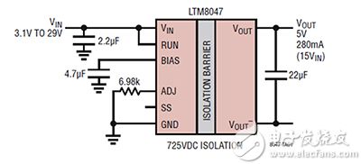 Analog Devices 的 LTM8047 穩壓器模塊原理圖