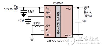 Analog Devices 的 LTM8047 稳压器模块原理图