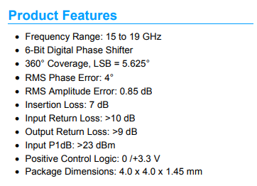 TGP2615-SM 6位数字移相器的详细数据手册免费下载