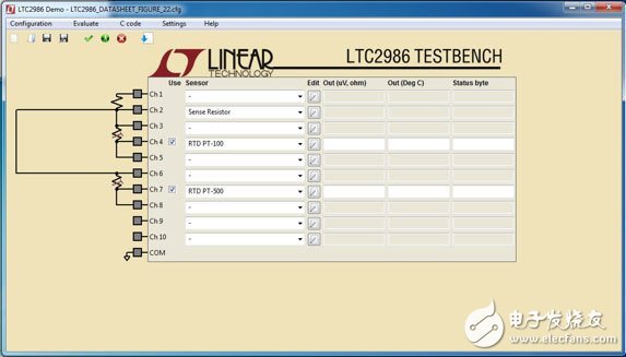 Linear Technology LTC2986 demo software Linear Technology 的 LTC2986 演示軟件圖片