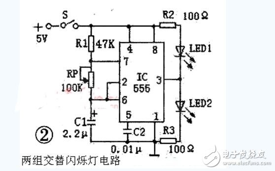 簡(jiǎn)單led閃燈電路圖