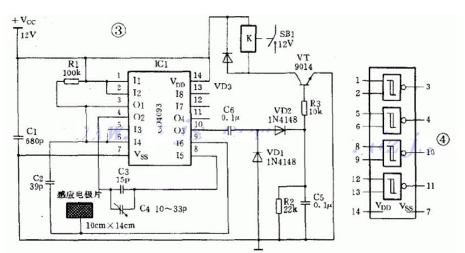 cd4069發光邏輯顯示電路