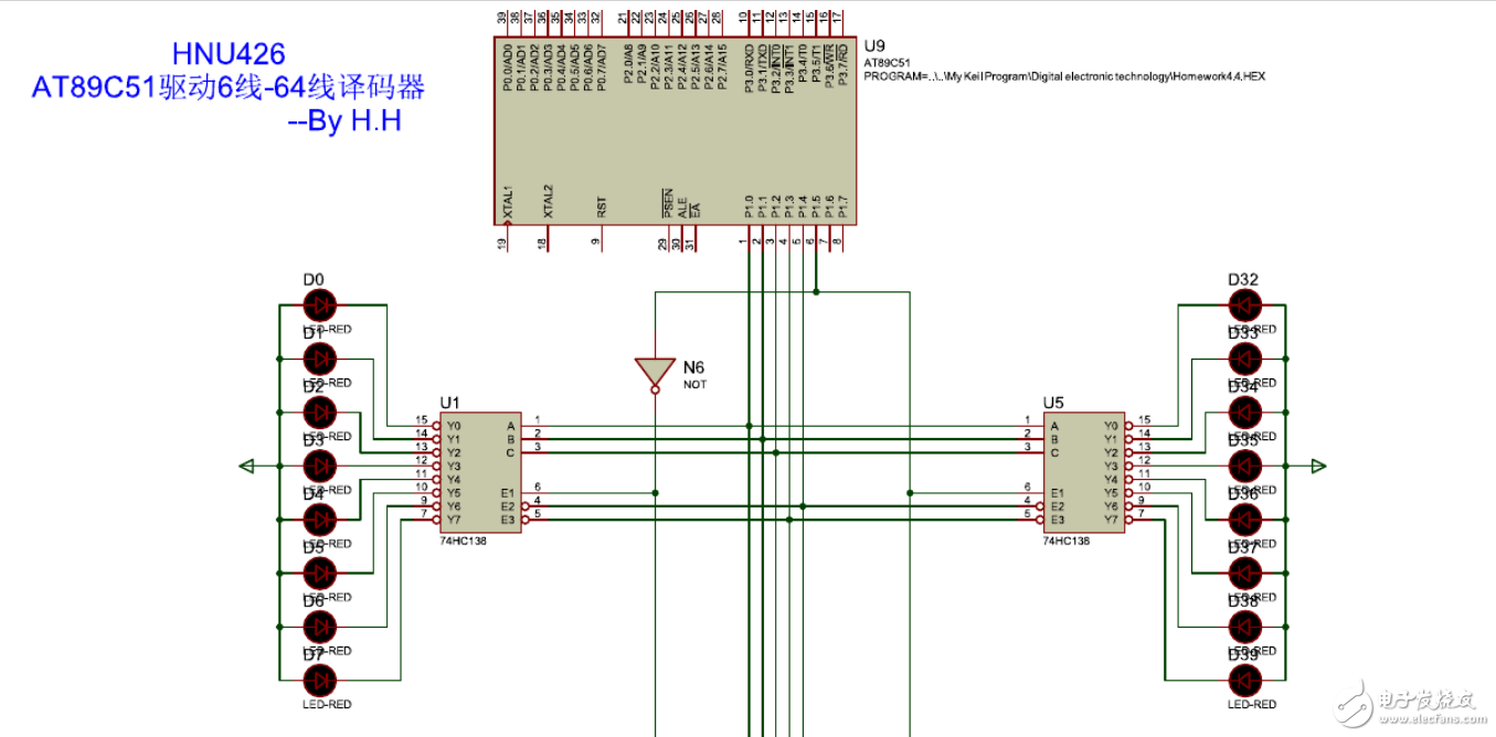 74hc138构成6-64线译码器的方法介绍（电路原理图、程序）