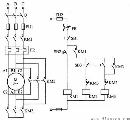 星三角启动接触器的电路图分析