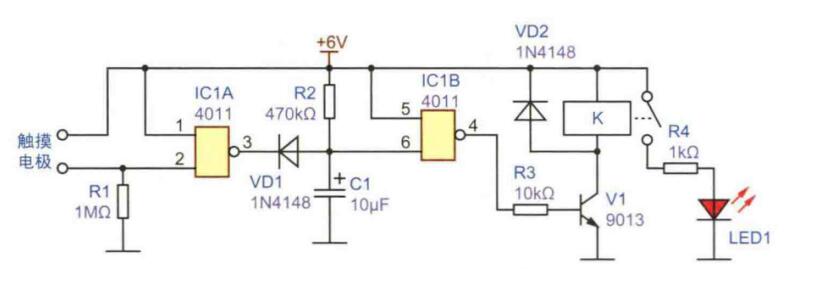 最简单触摸延时电路图
