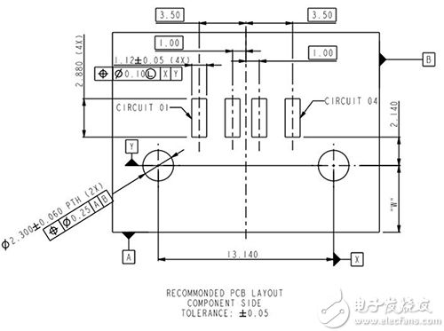 PCB layout for the Amphenol 87583-3010RPALF USB A receptacle Amphenol 87583-3010RPALF USB A 插座 PCB 布局图片