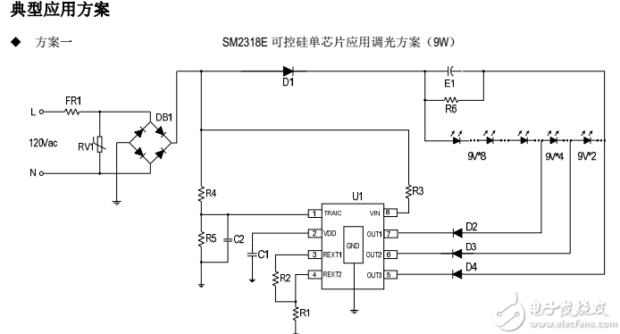 SM2318E可控硅调光应用方案图