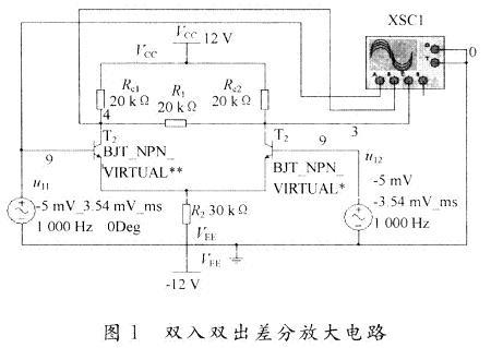 采用Multisim8软件对差分放大电路进行仿真分析