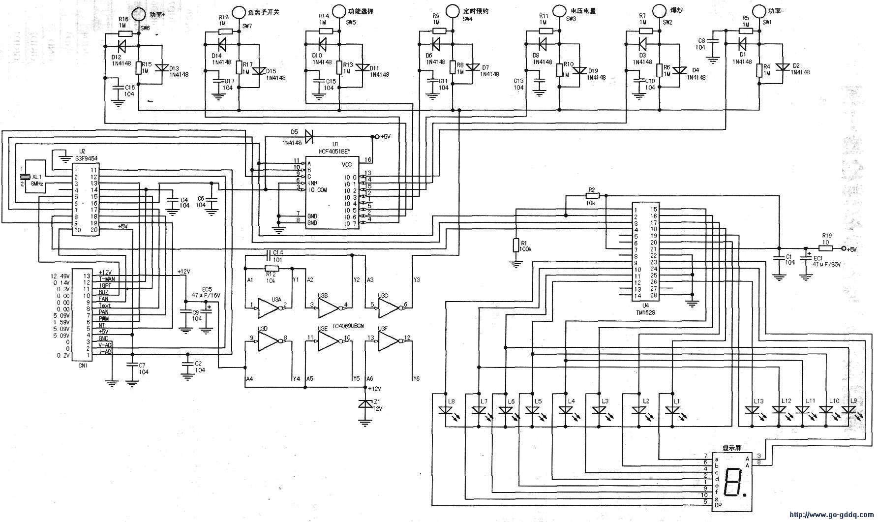 千泽TS-20AV3电磁炉控制电路组成系统分析