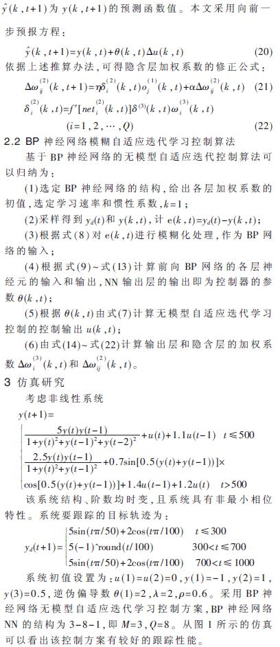 采用BP神经网络的无模型自适应迭代学习控制器的设计