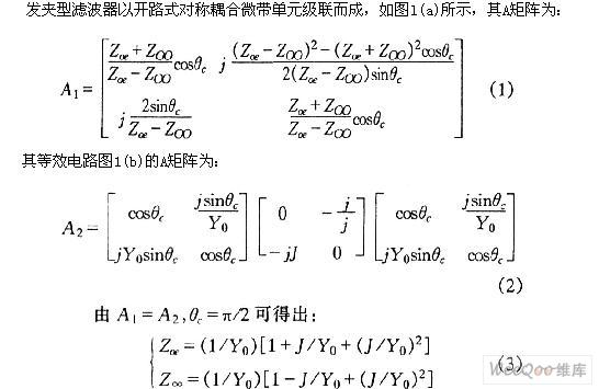 微带发夹型滤波器的原理及设计方法