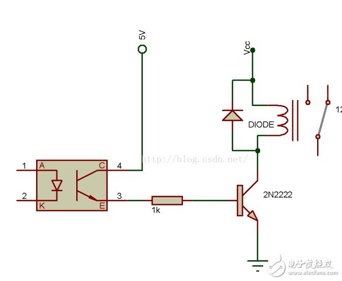 达林顿光耦驱动继电器电路设计