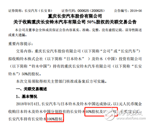 长安汽车1元收购50%股权 铃木彻底退出中国市场