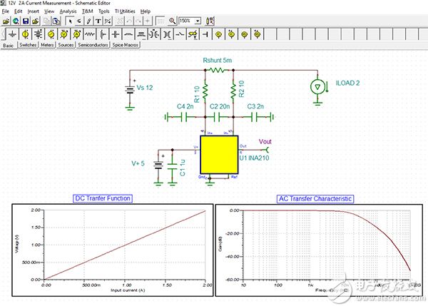 Texas Instruments TINA-TI simulation of the circuit Texas Instruments TINA-TI 电路仿真的图片