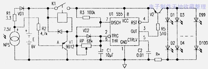 太阳能电池的夜间警示灯电路