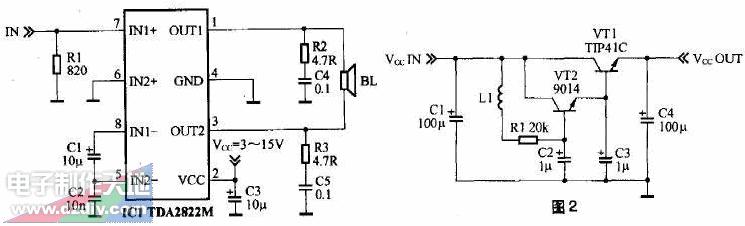 用TDA2822M设计的小功率有源音箱