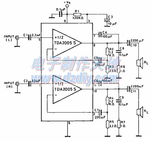 TDA2005双声道音频功率放大集成电路