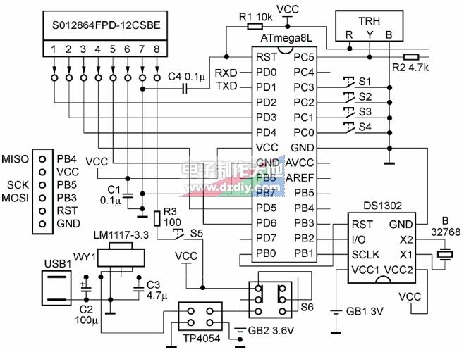 使用無字庫12864液晶模塊制作溫濕度計