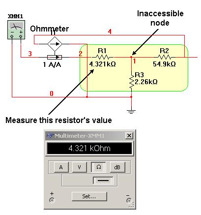 无法接触中心节点的嵌入式电阻的测量方案