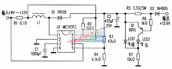 MC34063充电电压变换器,MC34063 step-up converter